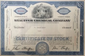 Stauffer Chemical Co. certificate of stock